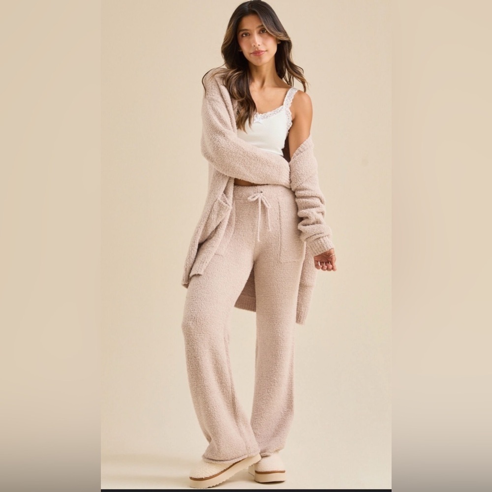 Altar’d State Taupe Cozy Wide Leg Lounge Pants Size Small